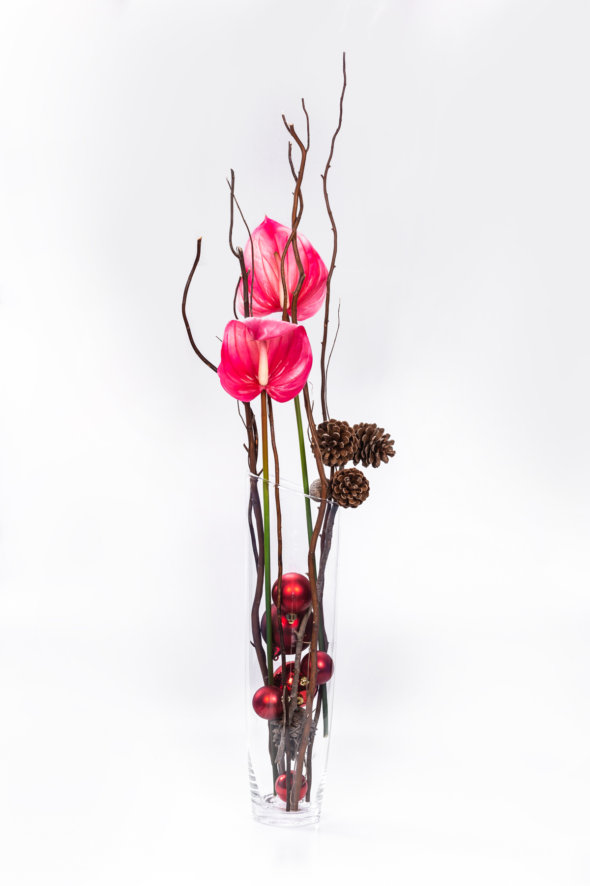 Vaso alto in plastica riciclabile 100% design moderno rosso cardinale  altezza 110 cm